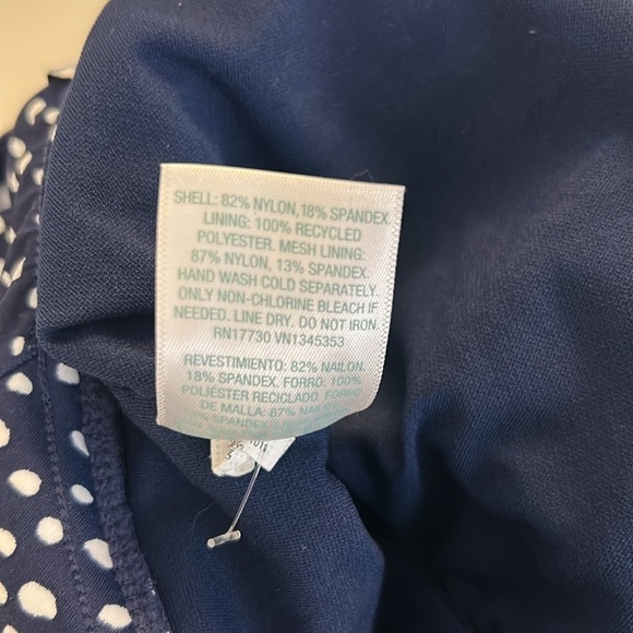 Kona Sol Navy & White Polka Dost Ruffle One Piece Summer Swimsuit Size 14 - Picture 7 of 8